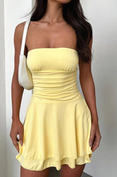 BXOXO - Solid Bodycon Strapless Tiered Dress